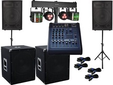 PA Komplett Set 19 Powermixer Anlage LED Licht 4 Kanal USB Musikanlage 3000 Watt