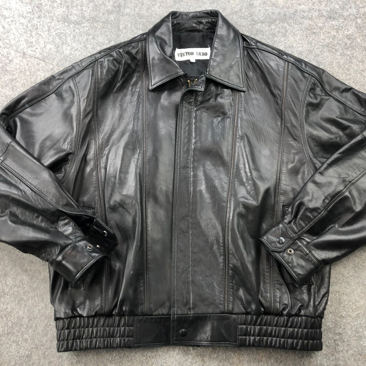 Vintage Viktor Sabo Jacket Mens XL Black Leather Bomber Flyers | eBay