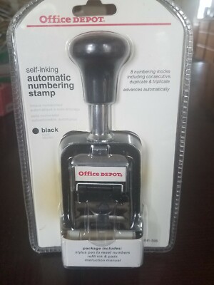 Office Depot Selbstfärbender Automatisch Nummerierung Stempel 8 Modi Schwarz