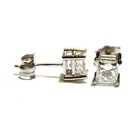 GIA IGI 14k white gold .97ct SI2 H princess diamond stud earrings Natural New — photo 4