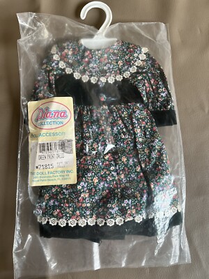 Vintage NOS Doll Dress The Doll Factory 18  Diana Series s Green Print