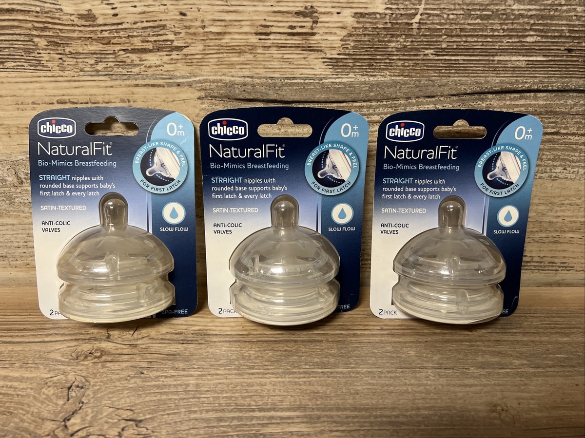 Chicco NaturalFit Pack (6 Nipples) Wide Neck Slow Flow Straight