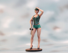   Tommu-gun. Action Girl Collectible Miniature 3D Figurine . 54mm 1/32 PAINTED  