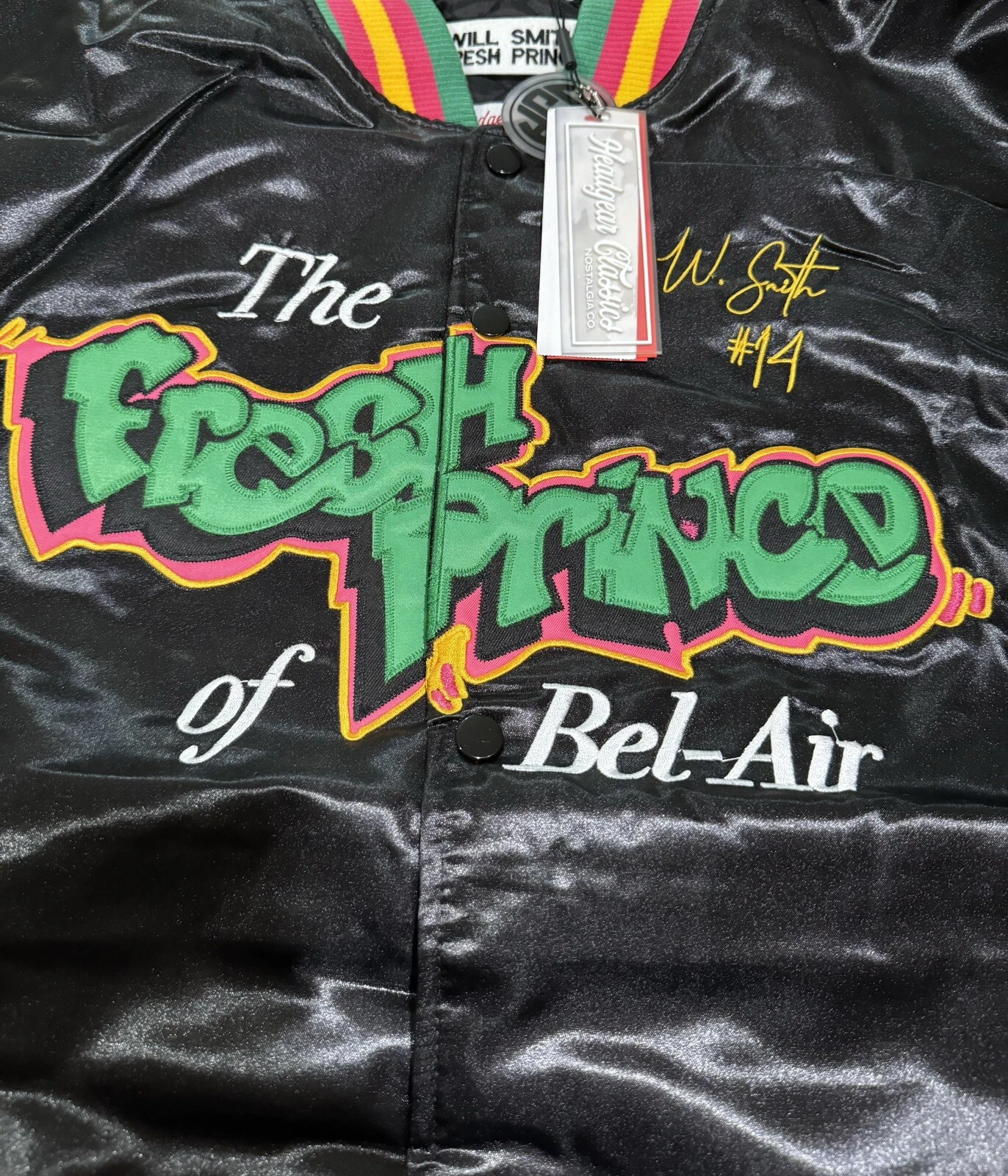 Men's Headgear Classics. The Fresh Prince of Bel Air Jersey Satin Jacket S.7XL - product detail image 6