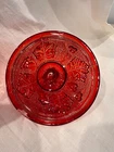 Vintage Jeanette Harvest Grape Amberina Red Glass Footed Lid Candy Dish