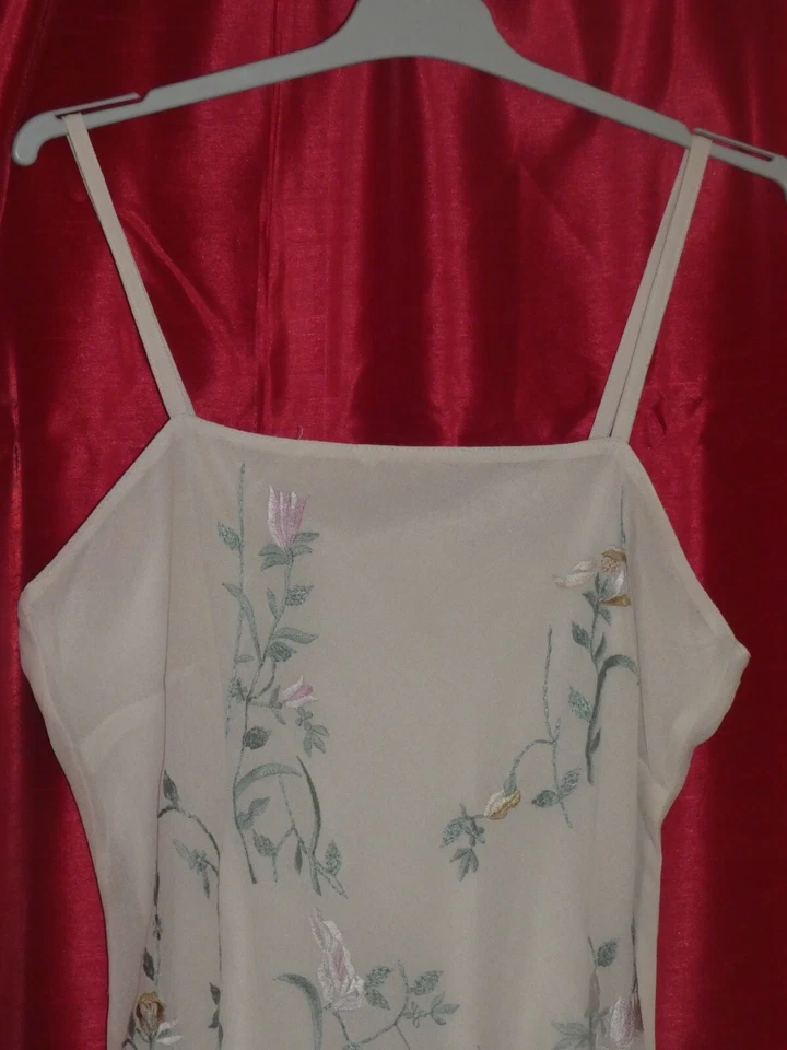 Robe LONGUE DECOLLETEE SOIREE MARIAGE Femme Taille 38 Blanche MOUSSELINE BRODEE - Photo 3/4