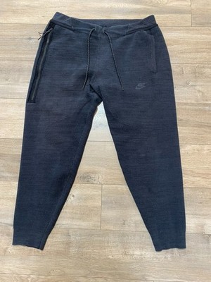 Nike Pants Mens Large Black Tech Knit Joggers Zip Pocket Drawstring 728667-010