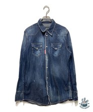 Camicia DSQUARED2 Distressed Western Denim Taglia:48 Indaco Uomo S74DM0453