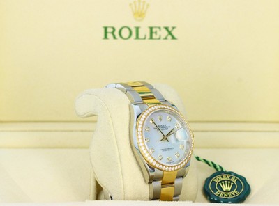 Rolex Datejust 36mm, MOP Dia Dial, Dia Bezel - Yellow Gold & Steel