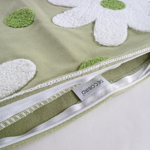 Funda Almohada Bordada 12x20 Verde-Blanco Diseño Floral Lazo Decoración del Hogar - Imagen 7 de 8
