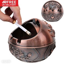 Vintage Windproof Ashtray with Lid Cigarette Ash Tray Holder Container Decor UK
