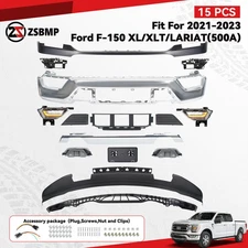 2021 2022 2023 Ford F-150 W/Bracket Front Bumper Cover Assembly Kit w/ Fog Light
