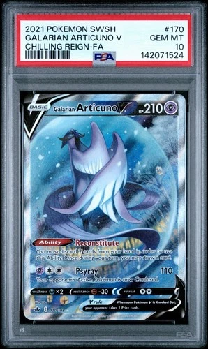 Pokémon Galarian Articuno V 170/198 Full Art Holo Chilling Reign 2021 PSA 10