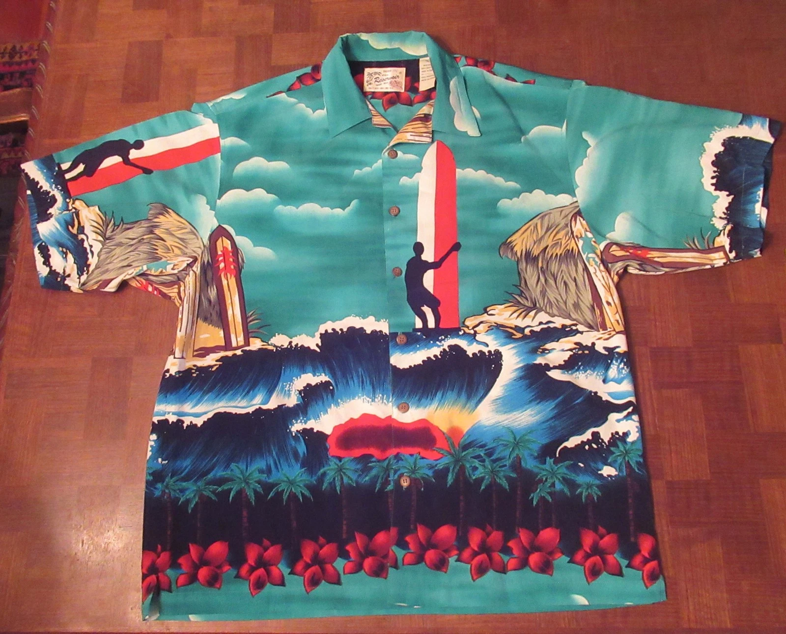 NEW Reservoir longboard big surf surfing button-front Hawaiian shirt LARGE
