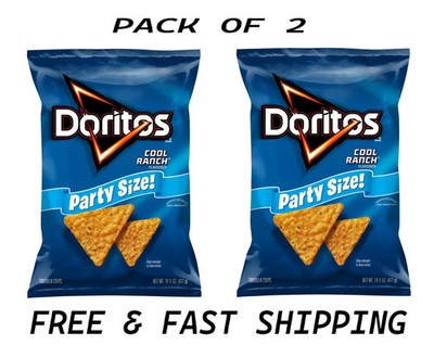 Doritos Cool Ranch Tortilla Snack Chips,Party Size, 14.05 oz Bag (2 PACK)
