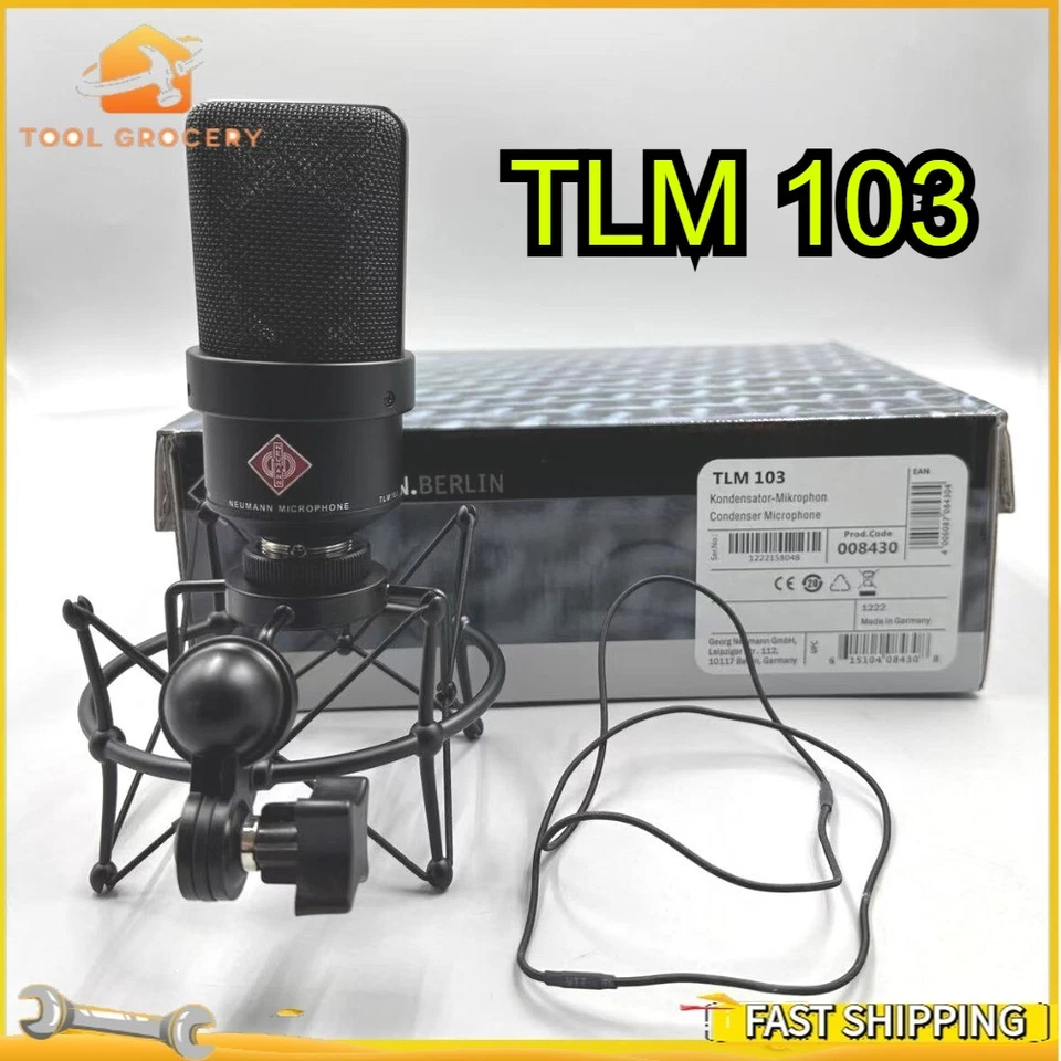 TLM 103 schwarz Großmembran Kondensator Mikrofon mit Box & Shock Mount NEU