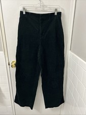Uniqlo Corduroy Wide Leg Pants Womens Size 6 29L Black High Rise Trousers 420343
