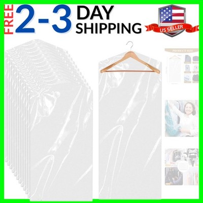 10 Pack Long Dress Covers 71 Inch Garment Bags for Hanging Clothes Plastic Su...