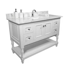 Carrara White Engineered Stone Vanity Top 43x22 Inch with Undermount Ceramic