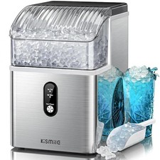 Kismile Nugget Ice Makers Countertop,Portable Machine 35lbs/day, Silver