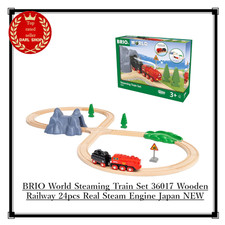 BRIO World Steaming Train Set 36017 Wooden Railway 24pcs Real Steam Engine Japan