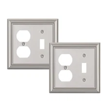 DEWENWILS Combo Toggle/Duplex Wall Plates Brushed Nickel Double Outlet Covers 2-