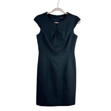 DAVID MEISTER womens size 6 black cap sleeve wool blend sheath dress