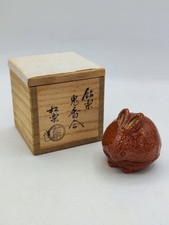 Japanischer Raku Kogo R&auml;ucherst&auml;bchenbeh&auml;lter Kaninchen Design Sasaki Shoraku...