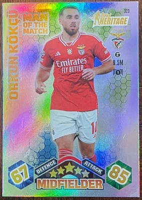 2023-24 TOPPS MATCH ATTAX UEFA CLUB EXTRA ORKUN KOKCU BENFICA CARD #323