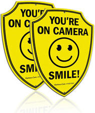 Smile You're On Camera Sign Video Surveillance Signs Outdoor 2 Pack 9.6x6.8 Inch