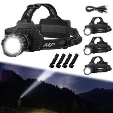 1-4Pcs Rechargeable LED Headlamp 100000 Lumen Super Bright Head Lamp Flashlight