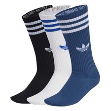 Image of Adidas 3 Pairs 3-Stripes High Crew Socks Trefoil Nylon Crew Length White Black