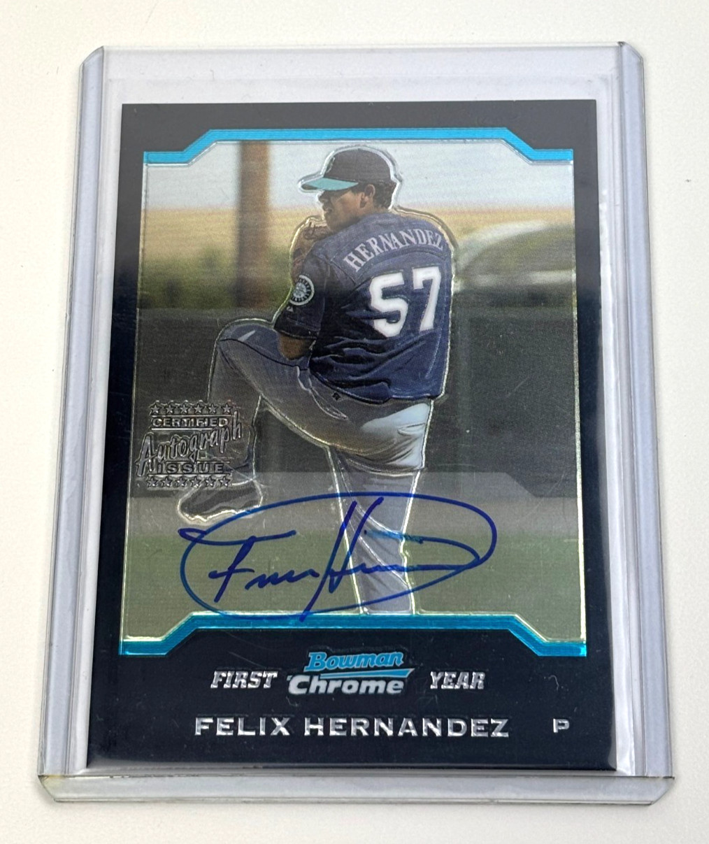 2004 Bowman Chrome King Felix Hernandez RC Auto Seattle Mariners #345