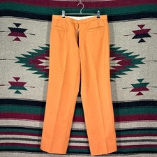 Vintage 70s Orange Italian Suit Trousers - Pleated Fronts - 31W x 27 Inside Leg