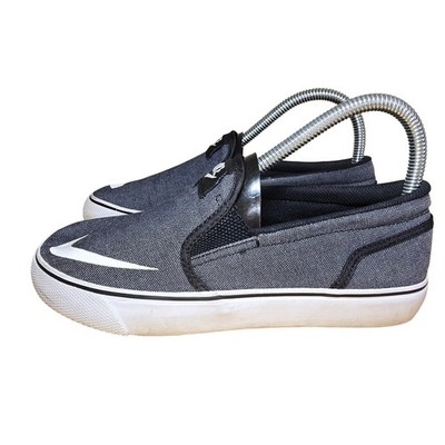 Nike Toki Low Black  and White Canvas Slip Ons, size Youth 5 Womens Size 7