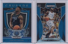 2 * ZION WILLIAMSON * 2019 DRAFT PRIZM BLUE REFRACTOR WHITE JERSEY RC + CRUSADE