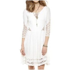 Free People To the Point Dress M White Lace Mini