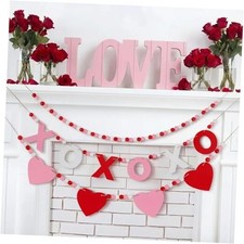 3 Pcs Wooden Garland Red Pink White Heart Wooden Beads Garland XOXO Valentines