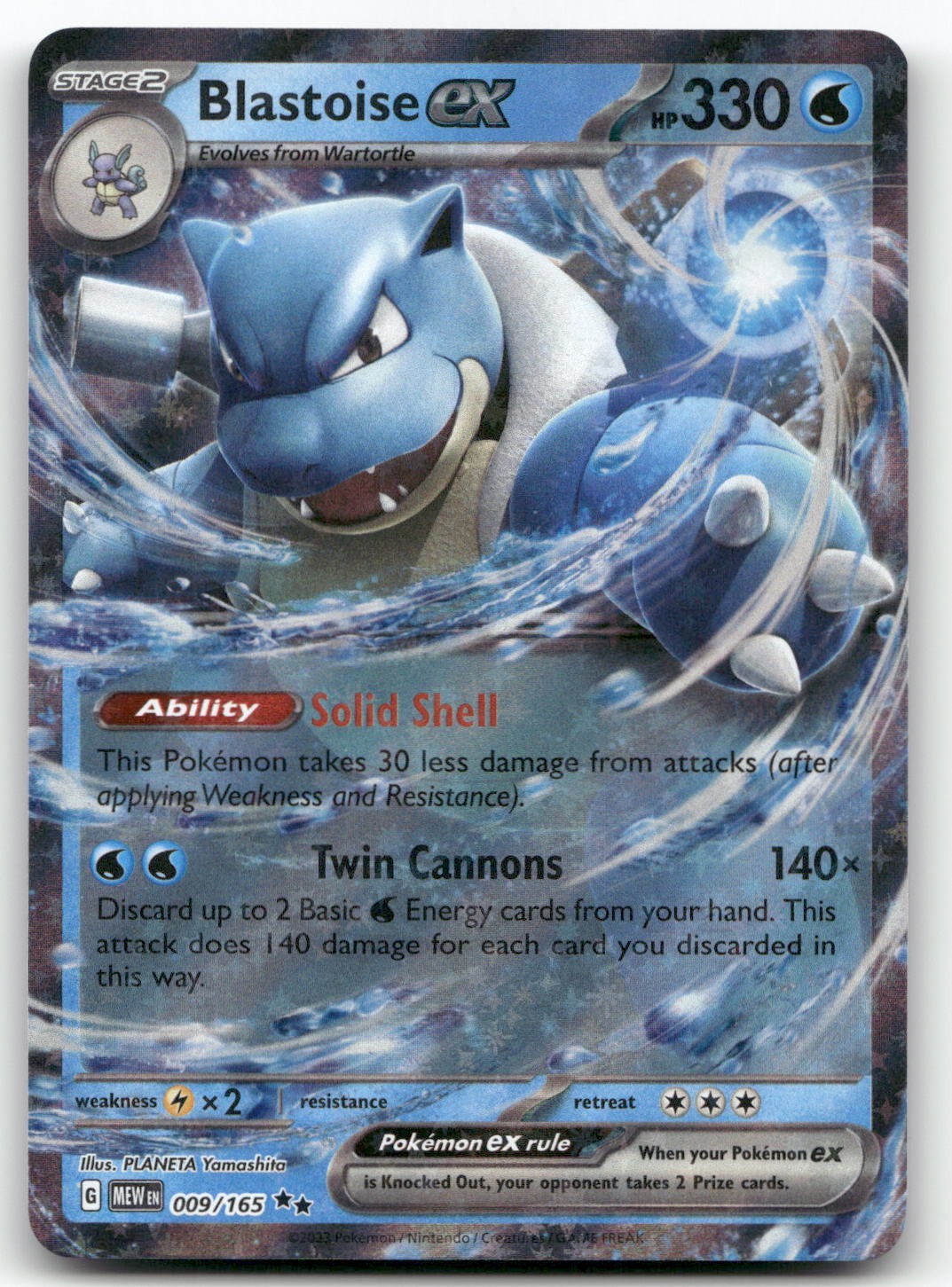 Blastoise ex - 009/165 #9/165 (Holo) (NM) SV: Scarlet & Violet 151 MEW Pokemon