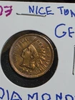 1903 Indian Head Penny Cent  LUSTEROUS  BU Full Liberty Beauty With 4 Diamonds