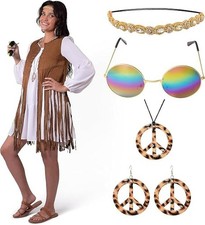 60s 70s Outfits for Women Hippie Costume Set