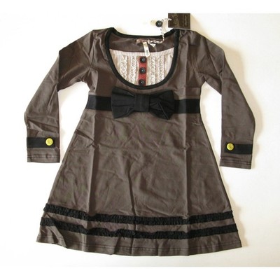 NEW Matilda Jane Girls Dress 2 2T knit brown black bow bib You & Me Tuxedo Betty