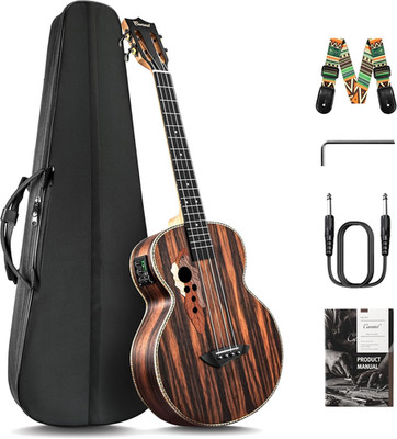 Caramel Ebony Wood Baritone Ukulele 30Inch Wood LCD Color Display Electric Ukele