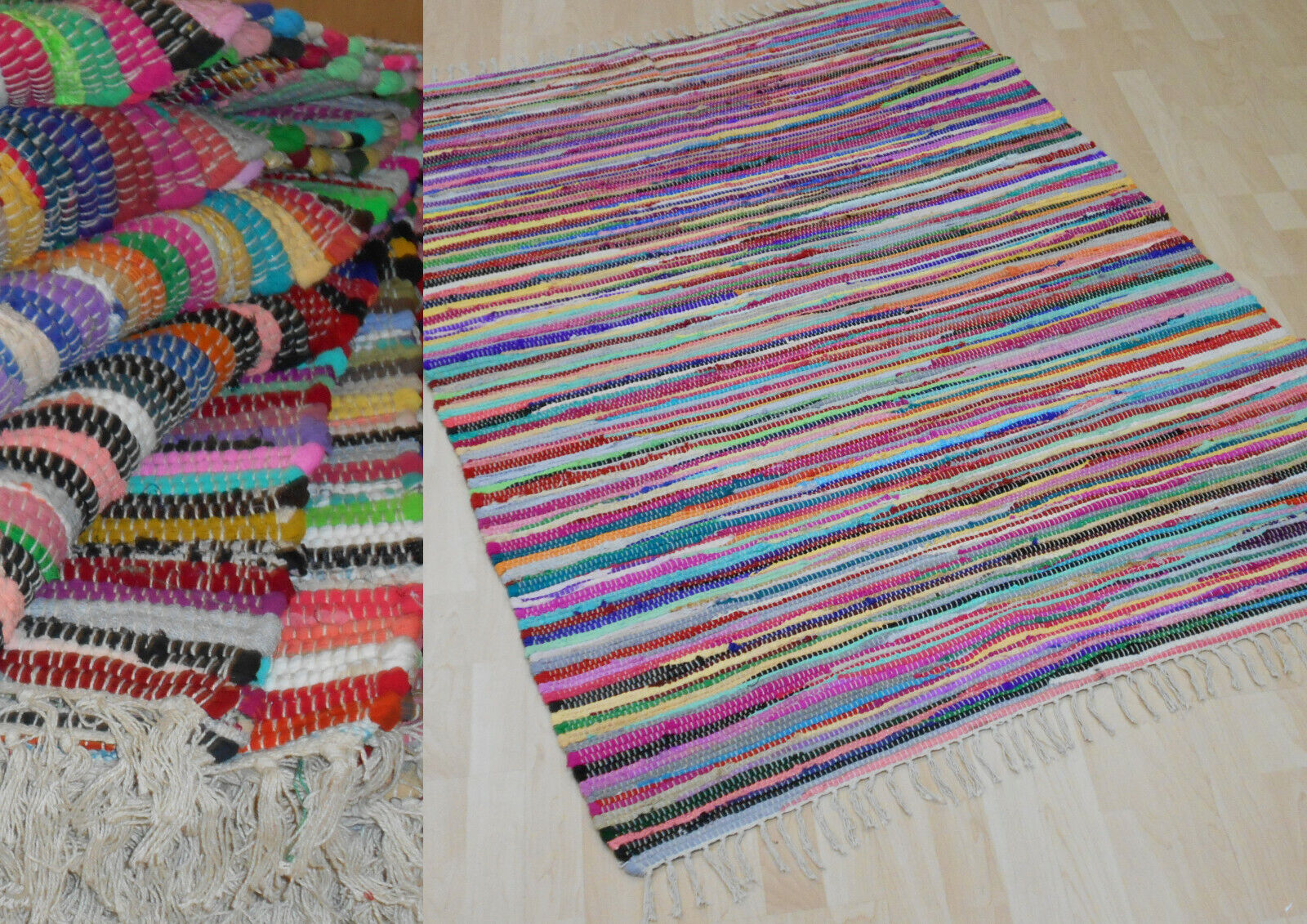 Teppich Fleckerl Fleckerlteppich Multicolor MALMÖ Baumwolle Handweb viele Größen