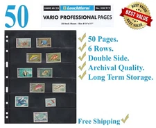 50 Lighthouse Vario 6S Stamp Stock Pages 6 Rows Double Side Archival Sheets New