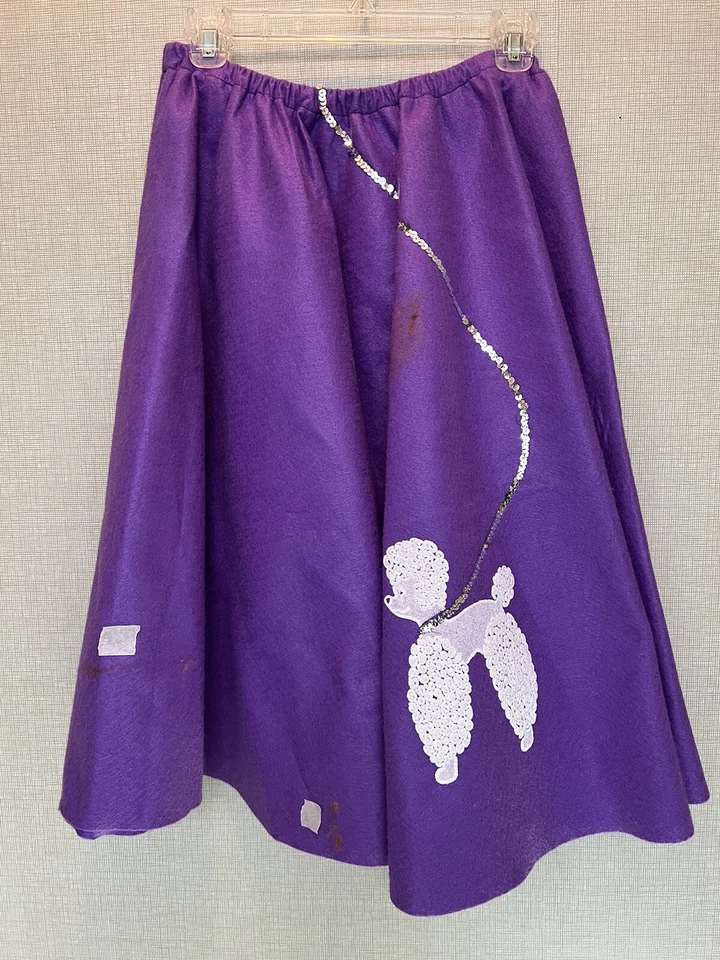 Falda Caniche Retro Charades Adulto Mujer Mediana Fieltro Púrpura Años 50 Elástico COSPLAY Foto 2 de 4