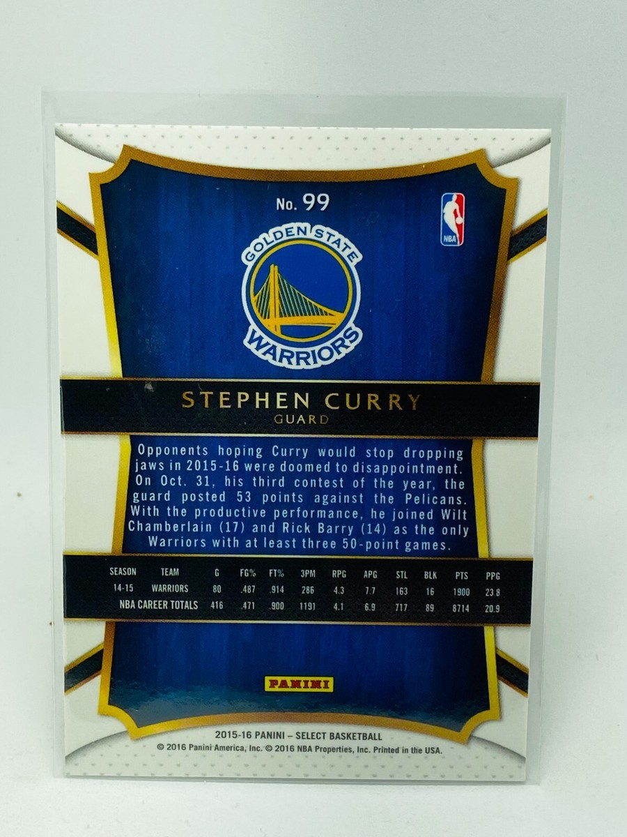 2015-16 Panini Select Stephen Curry #99 | eBay