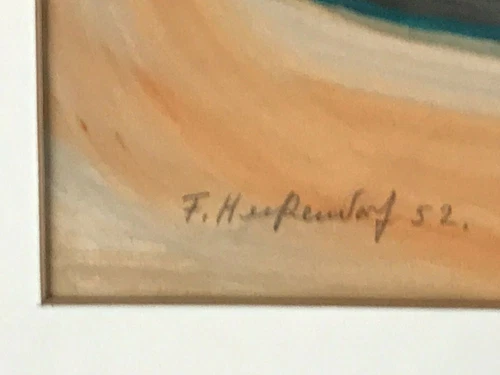 Antik expressives Gemälde Eze Côte d’Azur bei Monaco Nizza Franz Heckendorf 1952 - Bild 6 von 12