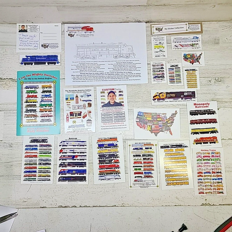 Lote de livros adesivos de trem Andy Fletcher ferrovia cartões postais interruptor magnético motor - Imagem 2 de 4