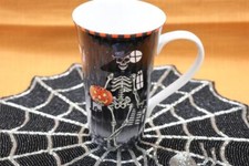 222 FIFTH DAPPER SKELETON MAN HALLOWEEN TALL LATTE COFFEE MUG - NEW